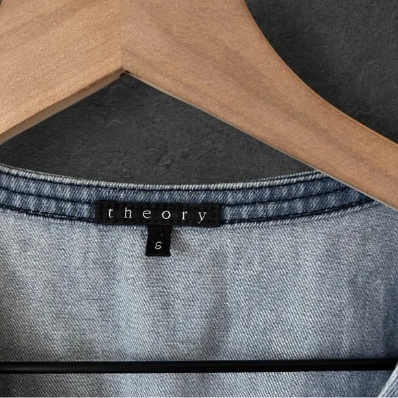Theory Denim Blue Button-Down Dress Size 6 - Picture 6 of 13